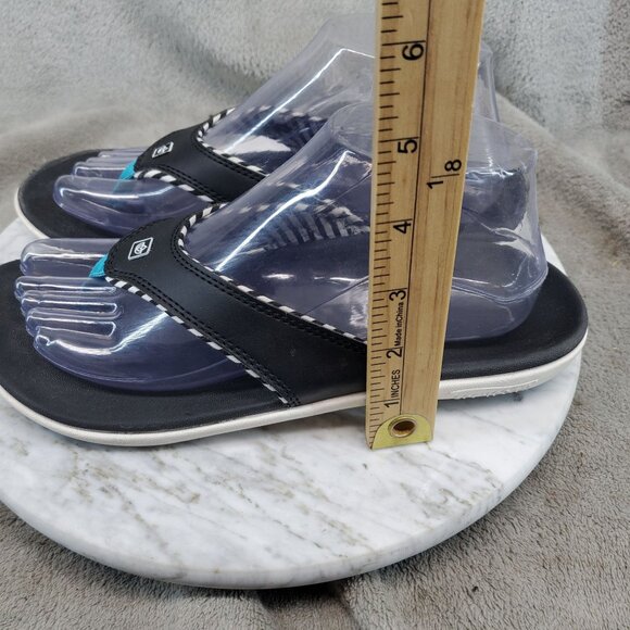 Spenco Shoes Womens Size 8 Black Faux Leather Yumi Thong Sandals - Picture 2 of 11